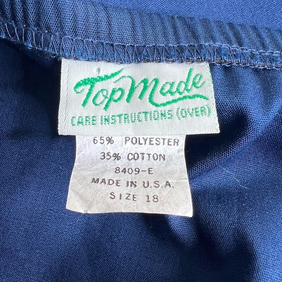 VTG 70s 80s Blue Stripe Sun Dress XXL XL Plus 18 USA Cotton Rainbow Top Made - Picture 7 of 8